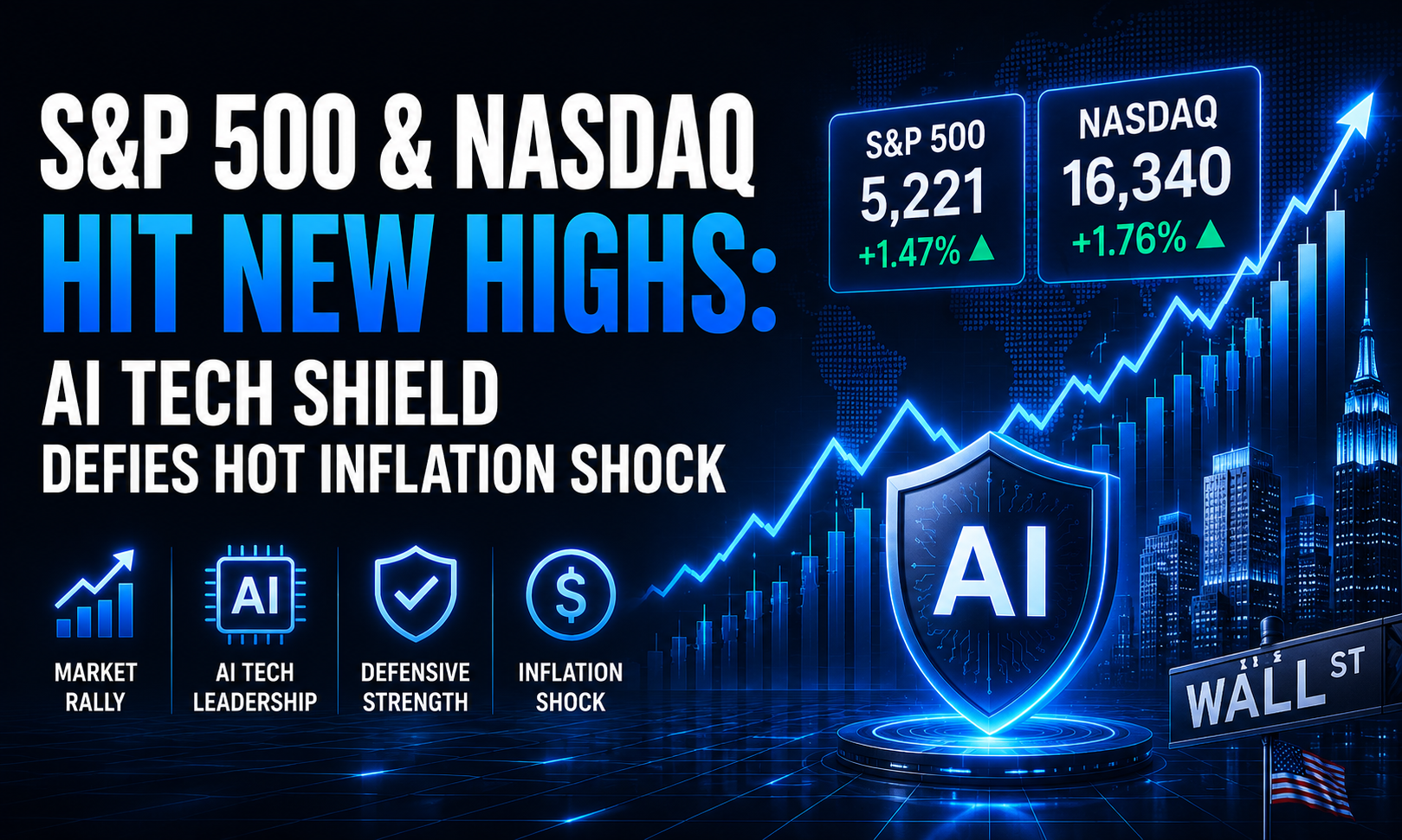 S&amp;P 500 &amp; Nasdaq Hit New Highs: AI Tech Shield Defies Hot Inflation Shock