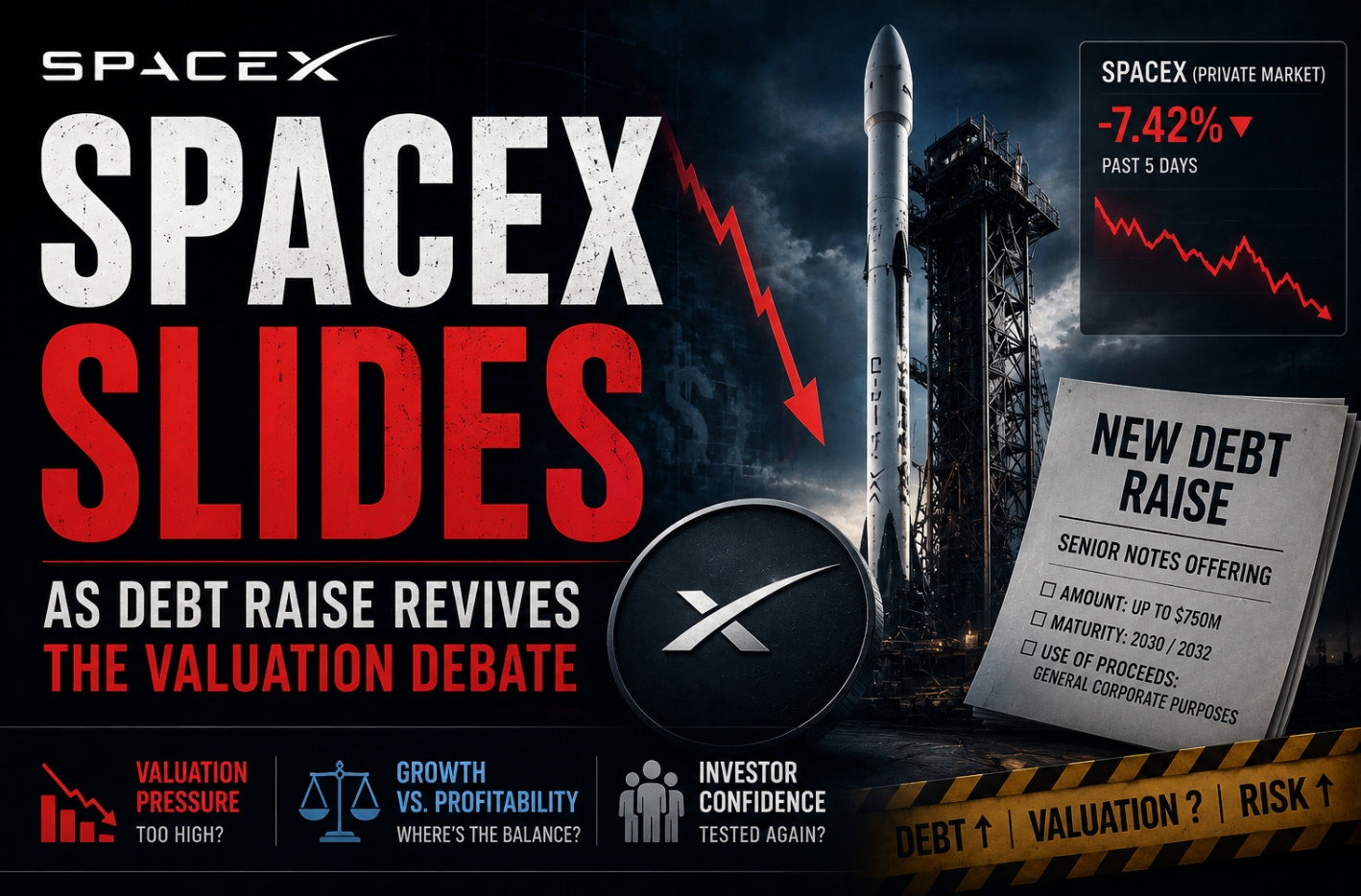 SpaceX Slides as Debt Raise Revives the Valuation Debate